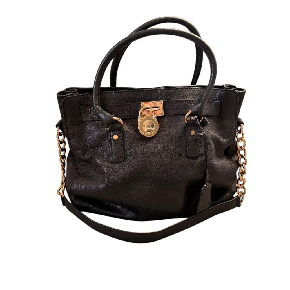 Michael Kors Hamilton Leather Satchel Black